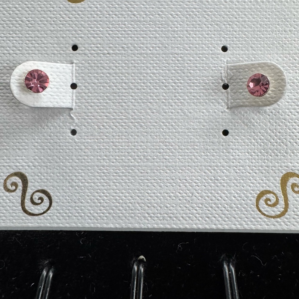 Silver and Light Pink Cubic Zirconia Stud Earrings